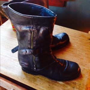 Eileen Fisher black motor boots.